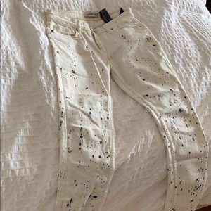 Zara White Black Splatter Jeans Size 2